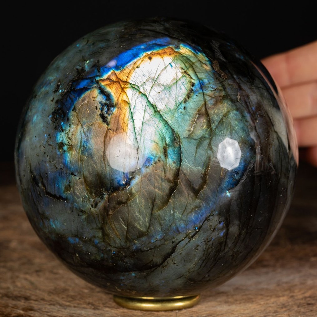 Cristales de destello azul Esfera de labradorita - Altura: 125 mm - Ancho: 125 mm- 2624 g #1.1