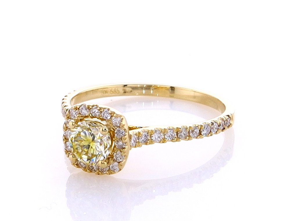 Ring - 14 kt Gult guld -  0.90ct. tw. Diamant  (Natural) - Diamant #2.1