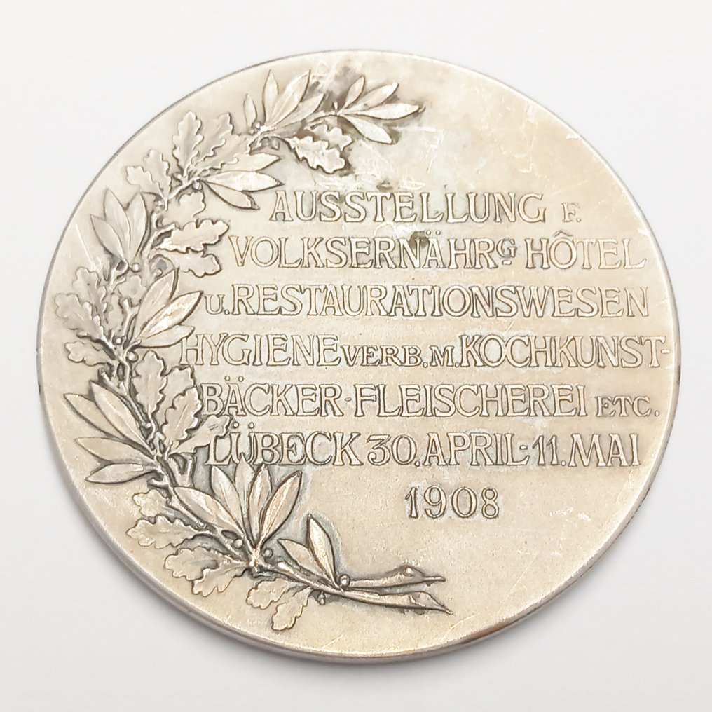 德国， 吕贝克. versilberte Medaille ,Holstentor 1908 #2.1