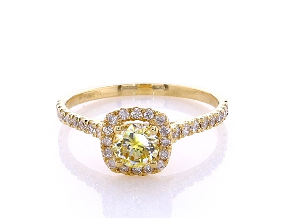Ring - 14 kt Gult guld -  0.90ct. tw. Diamant  (Natural) - Diamant #1.1