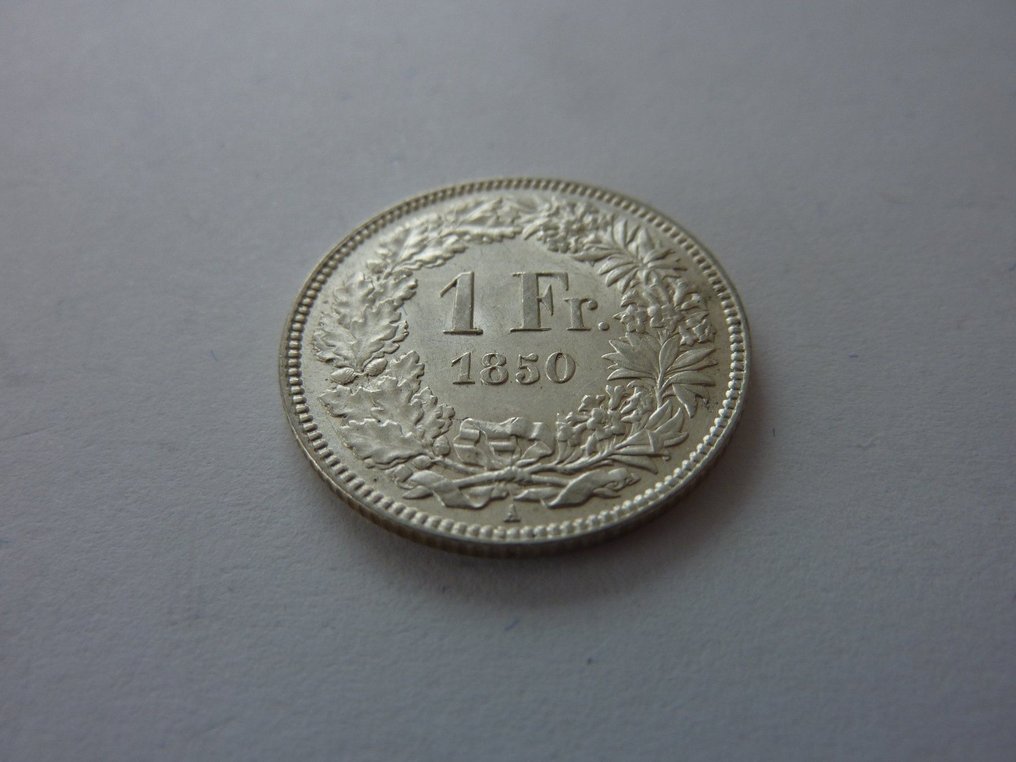 Sveitsi. 1 Franken 1850-A. Condition #3.2