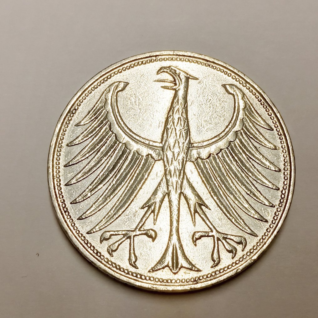 Németország, Szövetségi Köztársaság. 5 Mark 1958 J #1.2