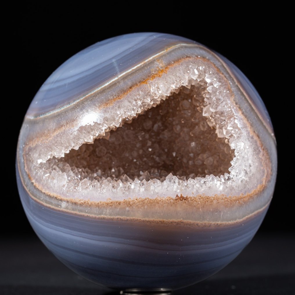 Eksklusiv - Naturlig Agat med Ametyst - Geode Sphere Topp Høykvalitets agatkule med kvartsgeode - Høyde: 100 mm - Bredde: 100 mm- 1200 g #1.2
