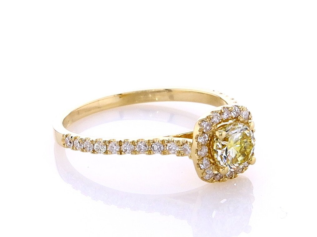 Ring - 14 kt Gult guld -  0.90ct. tw. Diamant  (Natural) - Diamant #3.1