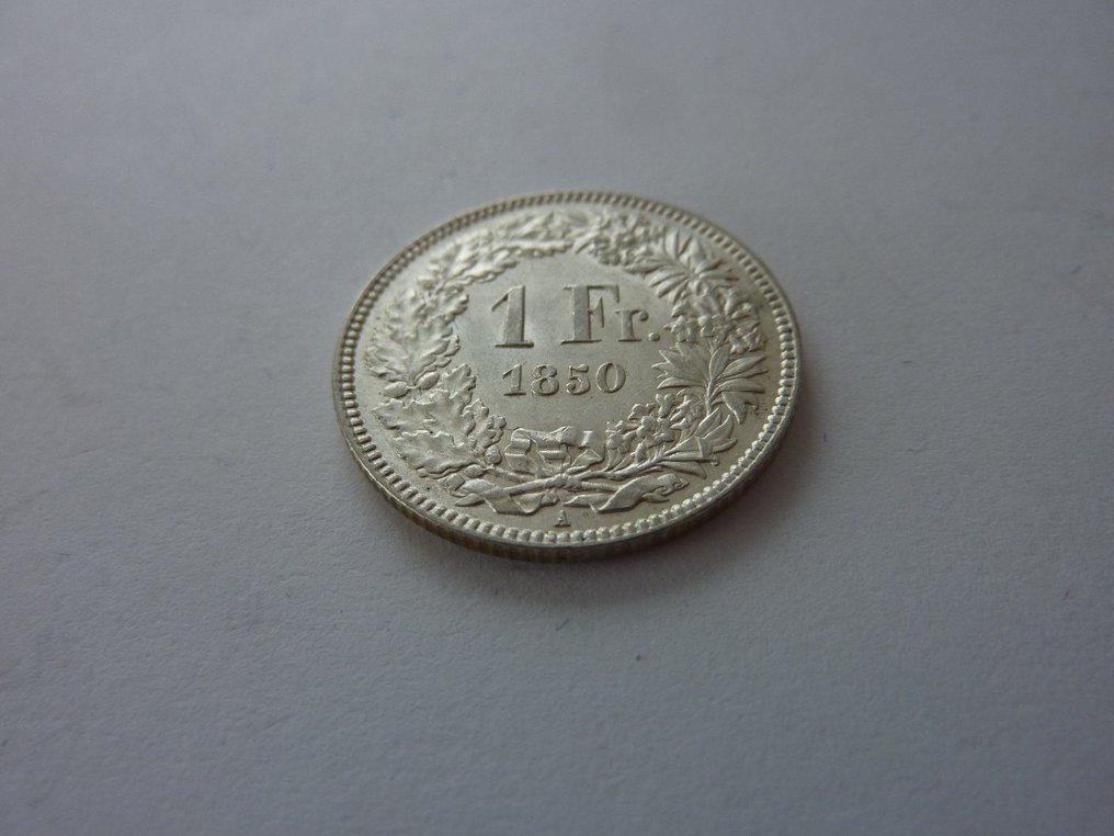 Suiza. 1 Franken 1850-A. Condition #3.1