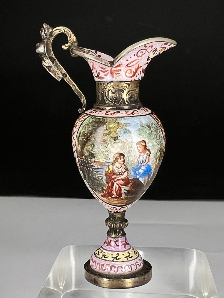 Silver & Enamel Austria Vienna miniature 6 piece’s object - Kannu - hopea #2.2
