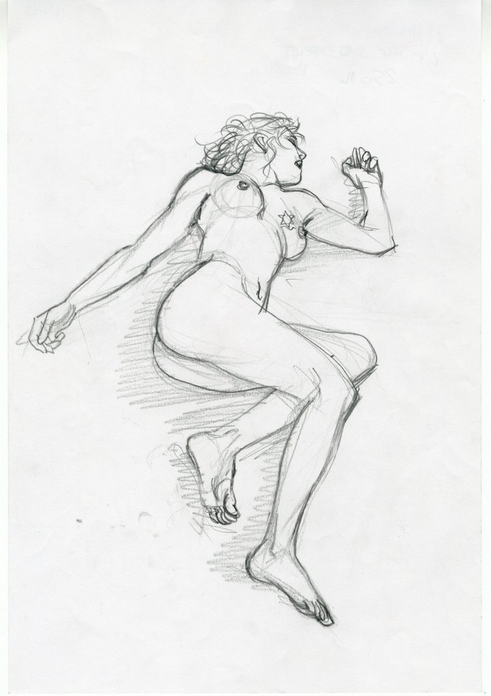 Marini, Enrico - 1 Original preliminary drawing - L'étoile du désert - nu allongé #1.1