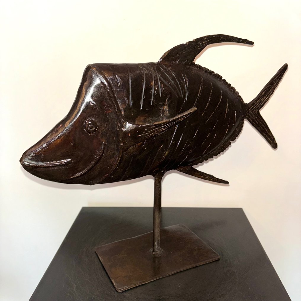 Abdoulaye Derme - Skulptur, Poisson - 29 cm - Bronse #1.1