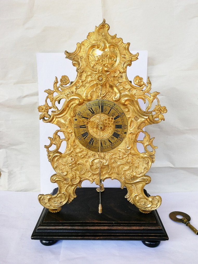 Rzadki duży zegar z wczesnym wrzecionem -  Zabytkowy Brąz złocony ogniowo z powtórzeniami! - 1750-1800 #1.1