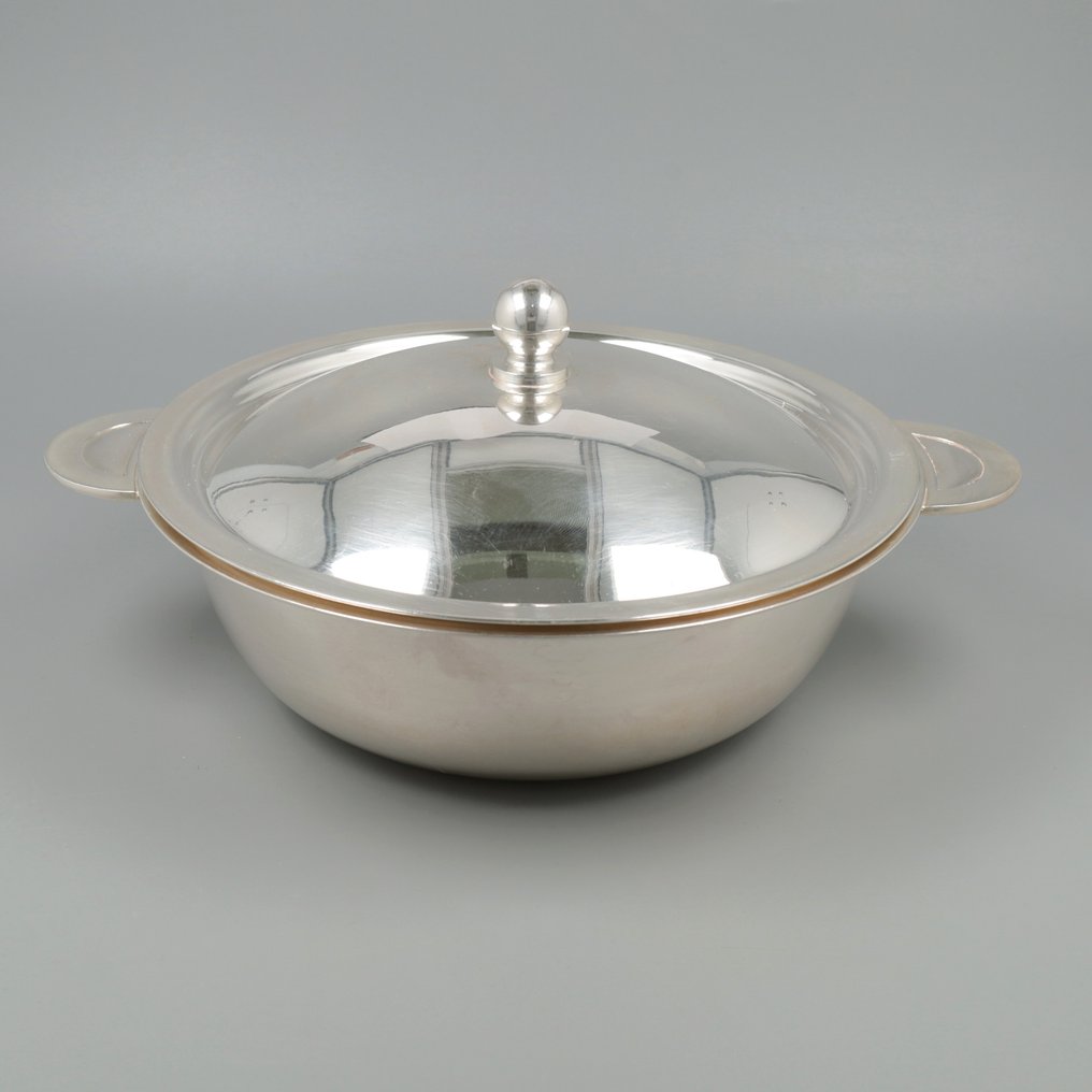 Christofle Terrine / dekschaal modern - 有盖的陶瓷大盘 - 镀银 #1.1