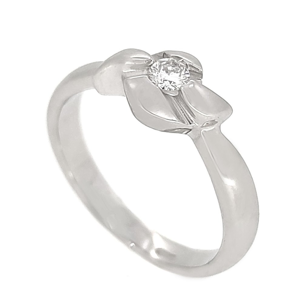 Ring - 18 karat Hvitt gull -  0.10 tw. Diamant  #1.2