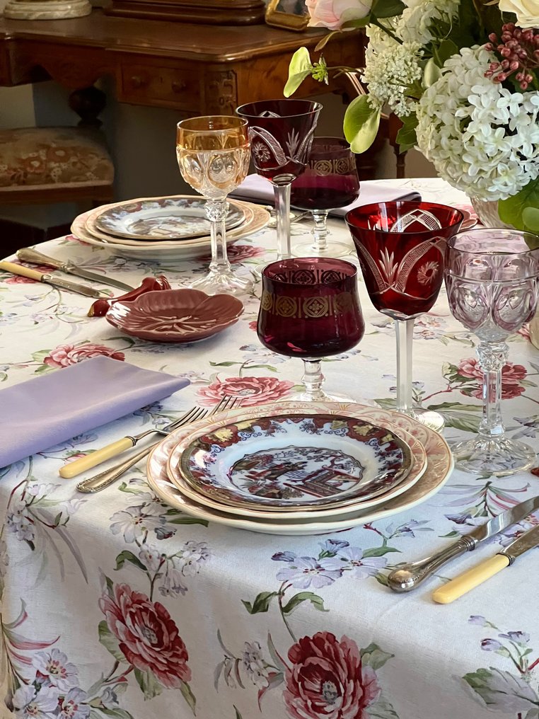 Tischdecke mit einem Aufdruck, der Ölblumen simuliert, für große Tische. - Tischtuch  - 270 cm - 180 cm #1.2