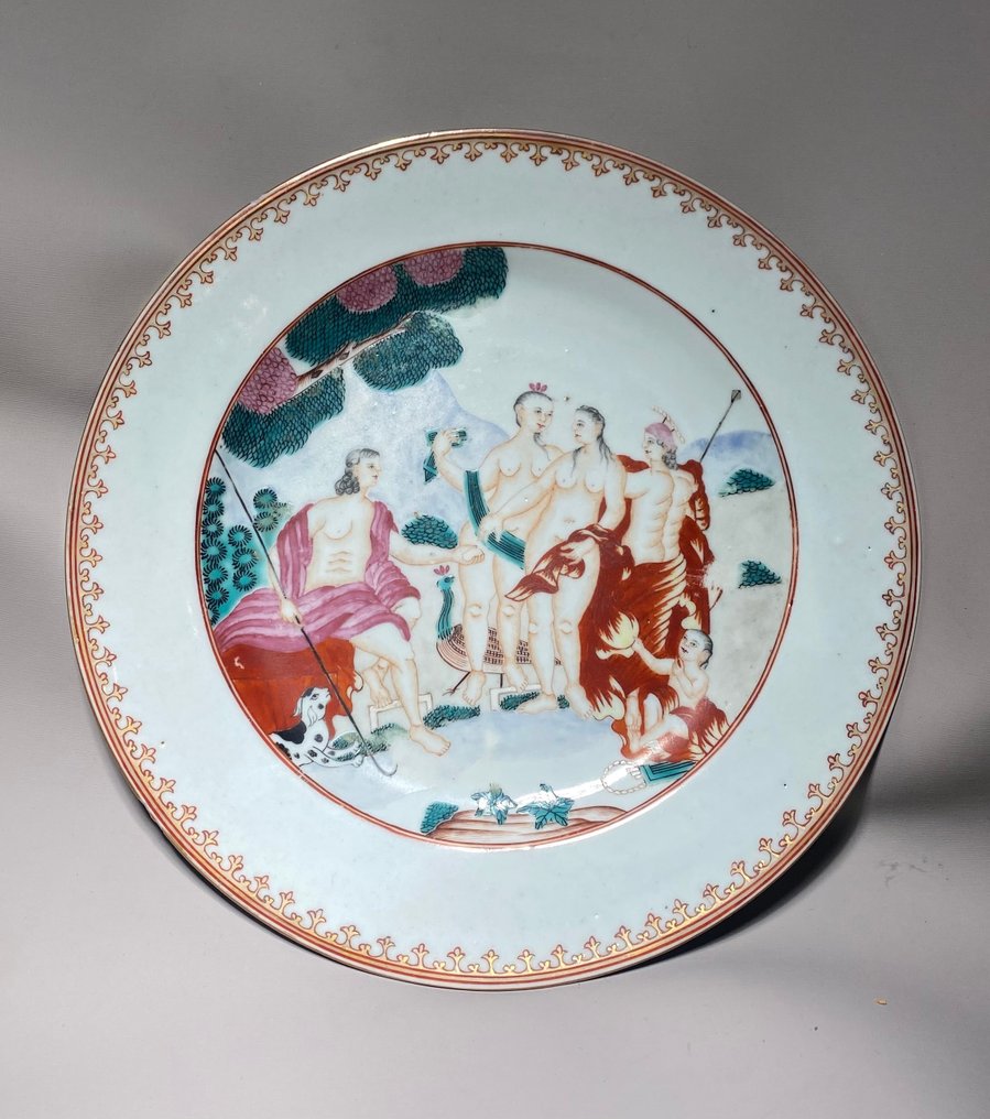 Talerz ozdobiony Wyrokiem Paryża - Porcelana - Chiny - Qianlong (1736-1795) #1.1