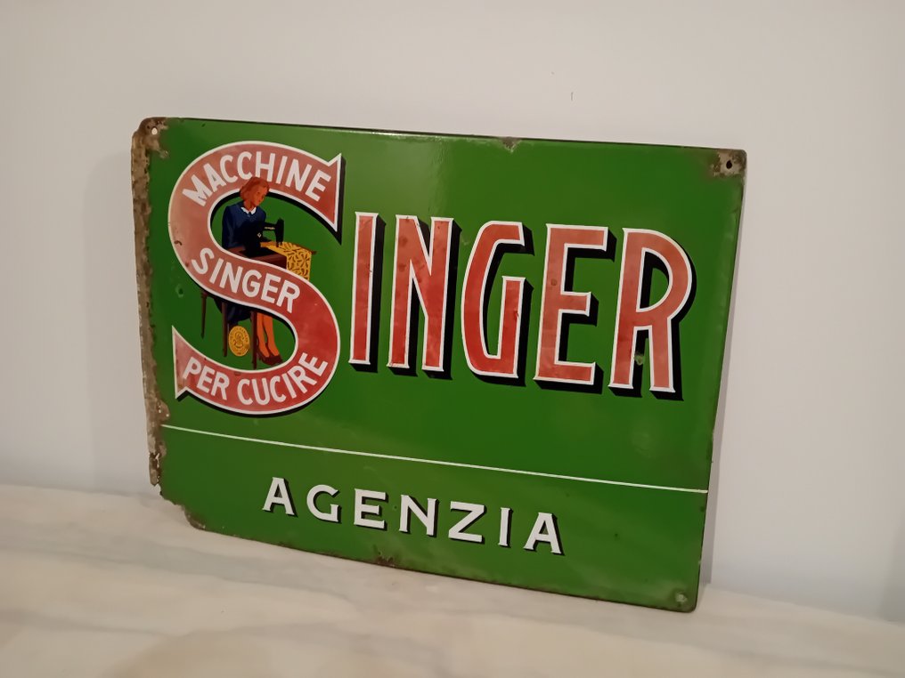 Singer - Moneta Milano 1951 - Insegna smaltata - Metallo #3.1