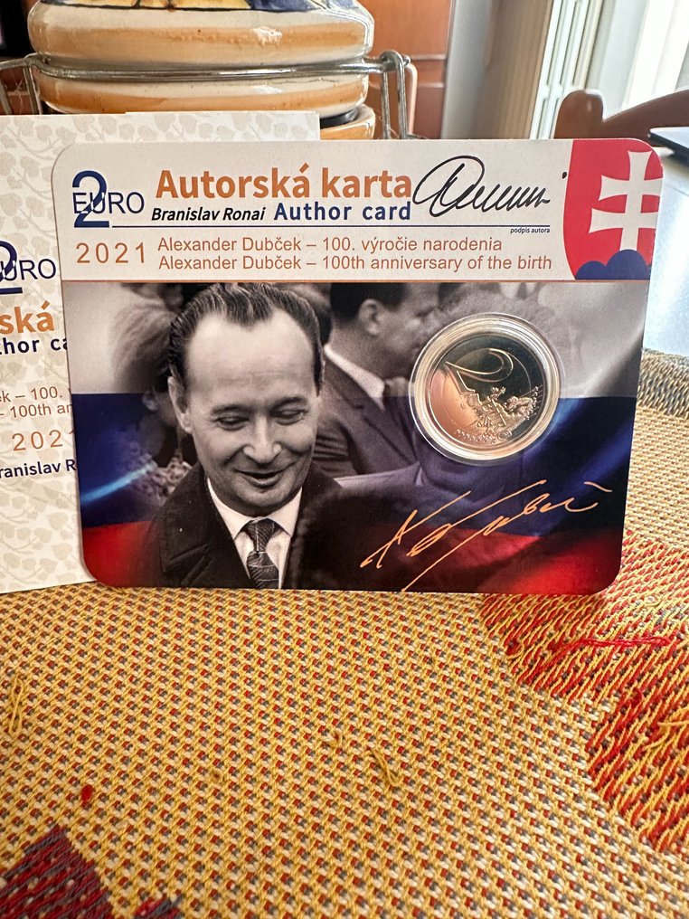 Eslováquia. 2 Euro 2021 "Alexander Dubcek" (firmata autore) #1.2