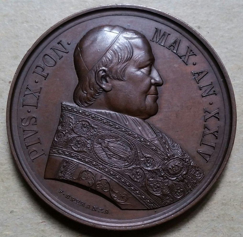 教皇国。 1869 年“捍卫教会权利”奖章 - Opus Speranza - 奖章  #1.1