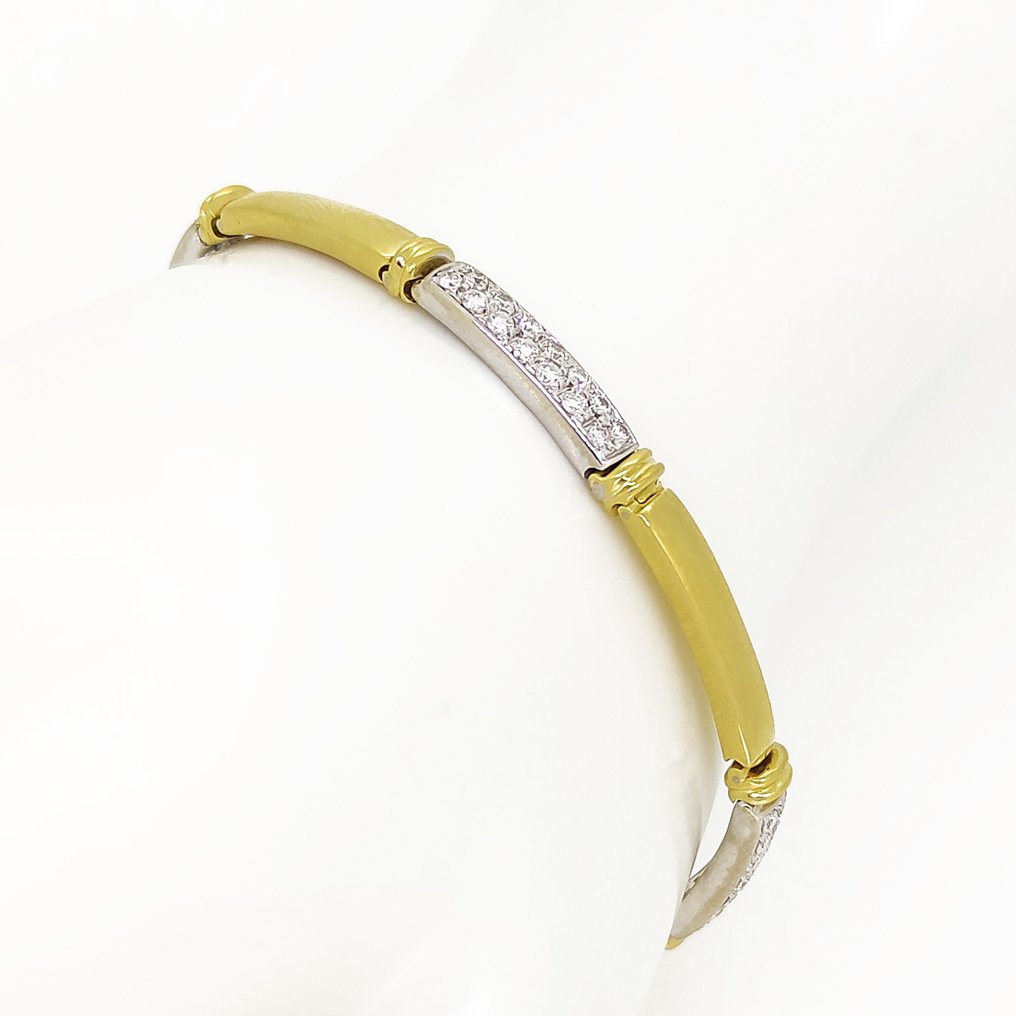 Bracelete - 18 K Ouro amarelo, Ouro branco -  1.12ct. tw. Diamante  (Natural) #1.2