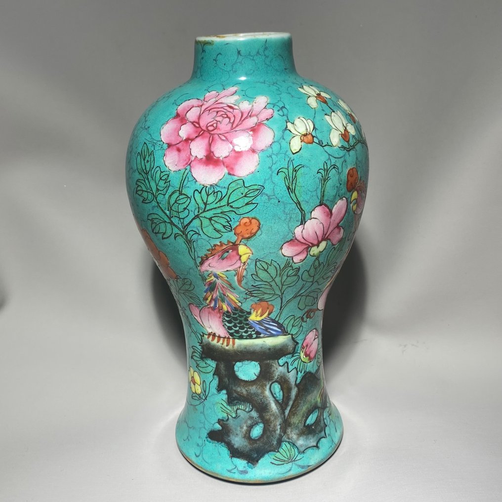 Vase à décors de Phoenix sur fond vert - Porcelaine - Chine - Jiaqing (1796-1820) #1.1