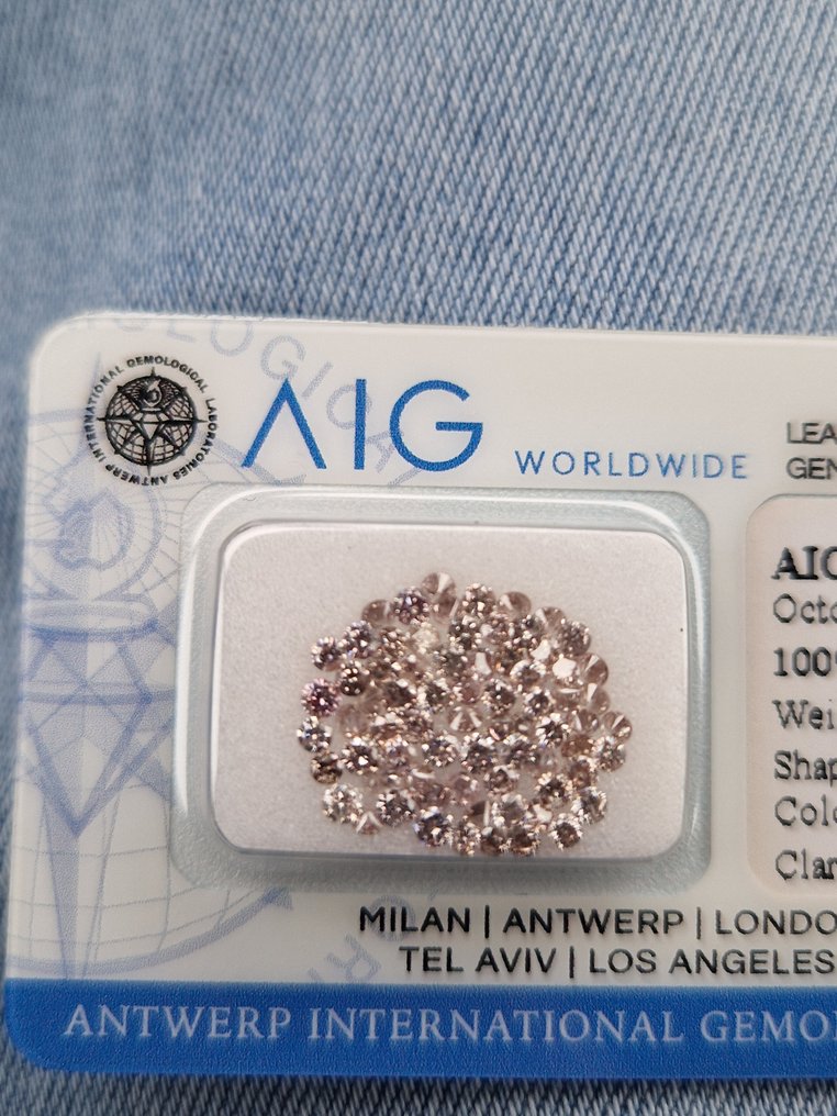 72 pcs Diamant  (Naturfarvet)  - 1.50 ct Blandet lyserød - SI2, VS1 - Antwerp International Gemological Laboratories (AIG Milano) #2.1