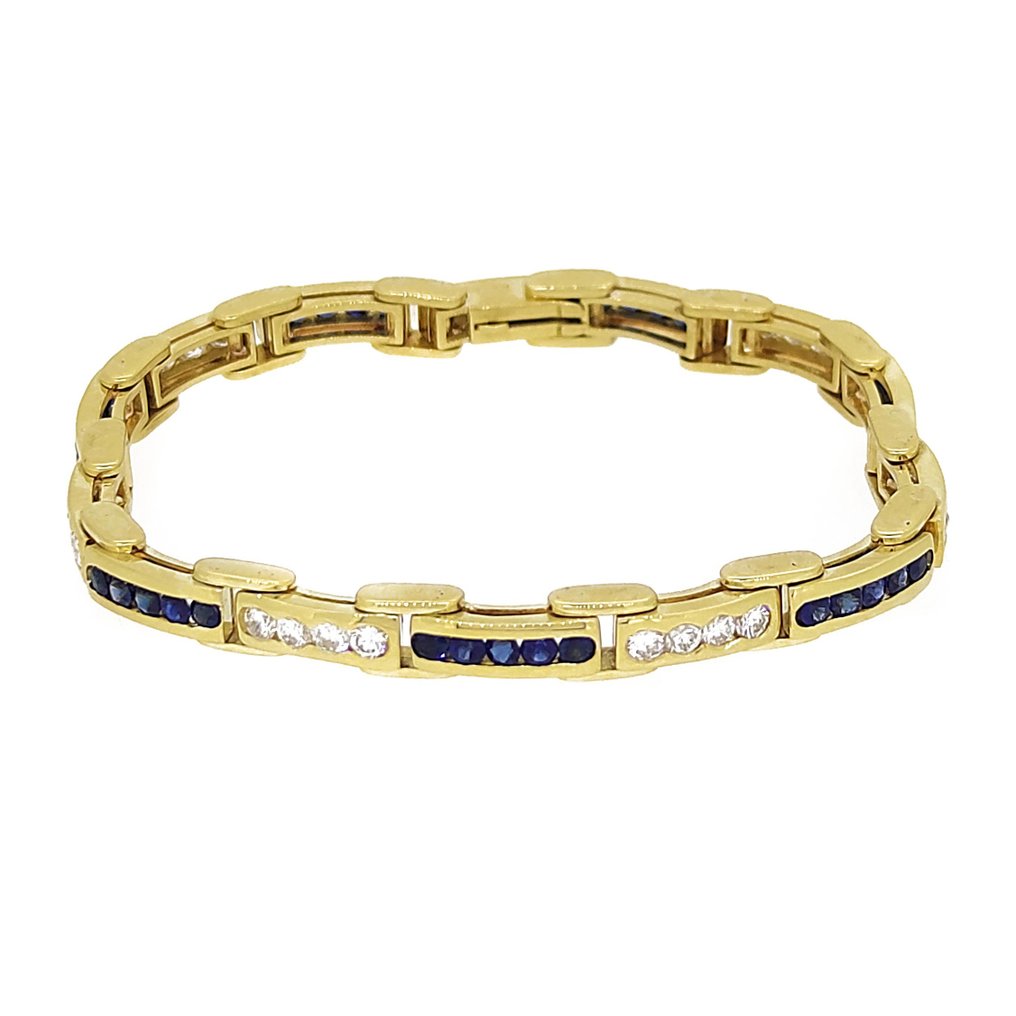 Armband - 18 karaat Geel goud -  1.68 tw. Diamant  (Natuurlijk) - Saffier #1.1