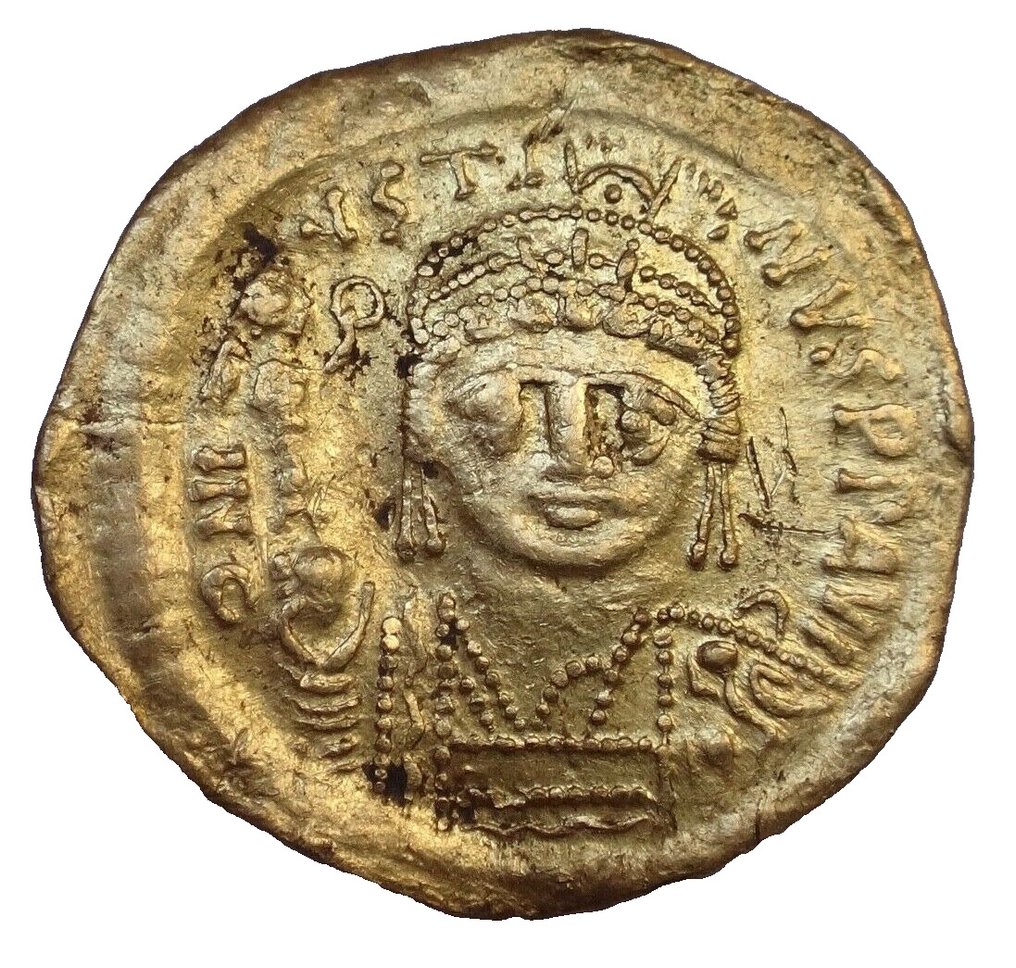 Empire byzantin. JUSTIN II (565-578). GOLD Solidus. Constantinople. Leight weight issue of 22 Siliquae.. Solidus #1.1