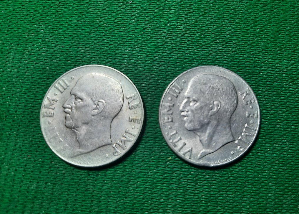 意大利， 意大利王国. 维托里奥·伊曼纽尔三世·迪·萨沃亚 （1900-1946）. Lotto 3 monete 1940 - errori di coniazione  (没有保留价) #2.1