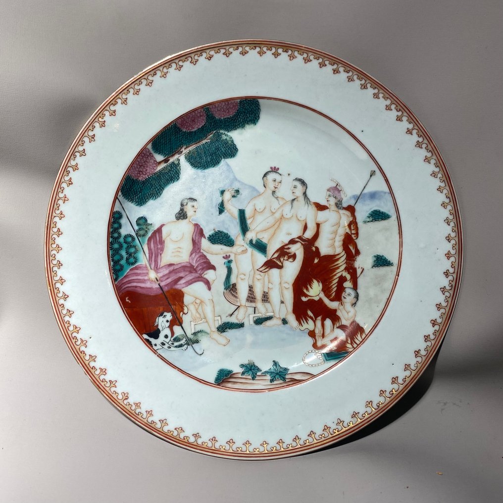 Talerz ozdobiony Wyrokiem Paryża - Porcelana - Chiny - Qianlong (1736-1795) #1.2