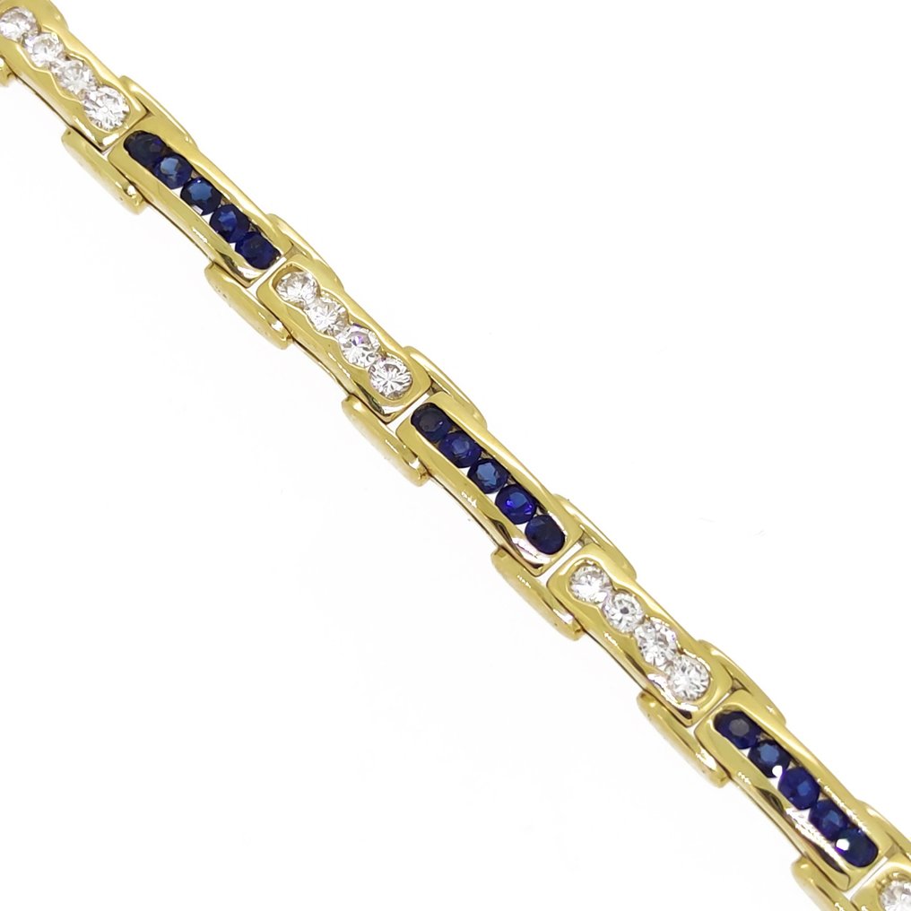 Armband - 18 kt Gult guld -  1.68 tw. Diamant  (Natural) - Safir #1.2