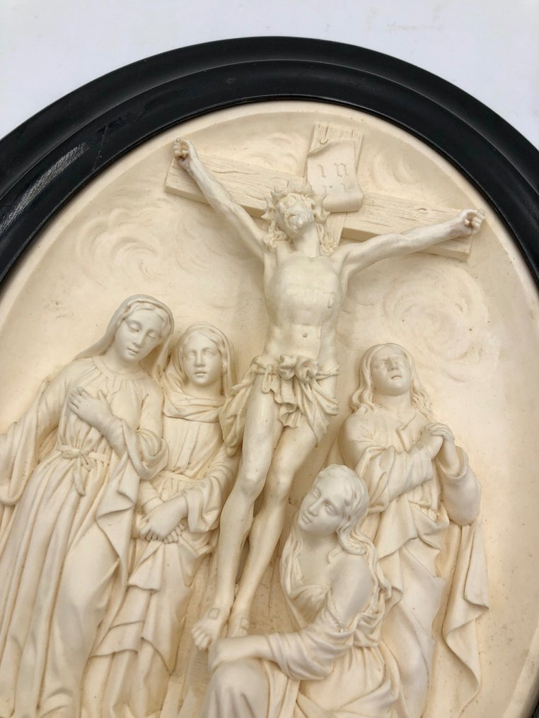 E. Courtépée - Sculptură, Christ sur la croix - 40 cm - Lemn, Spumă de mare #1.2