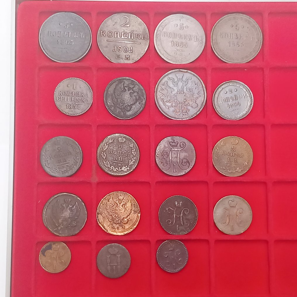 俄國. 19 meist  verschiedene Küpfermünzen ca 1800-1870 #1.1