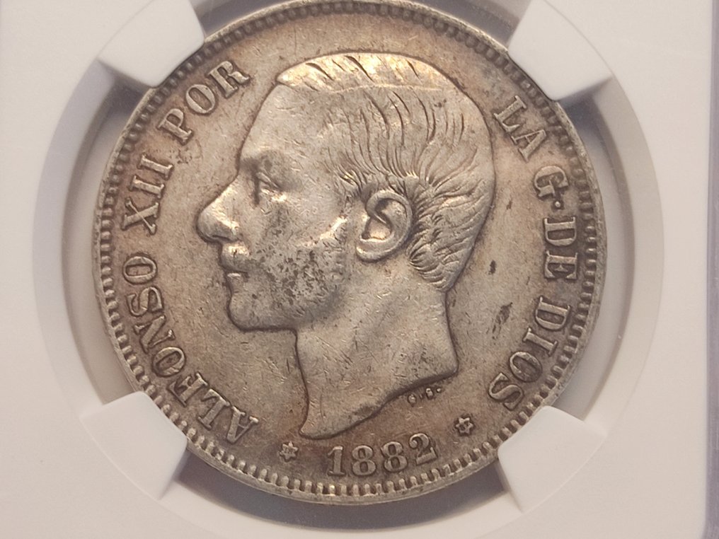 España. Alfonso XII (1874-1885). 5 Pesetas 1882/1 *18 *82/1 MSM ESCASA XF45 #3.2