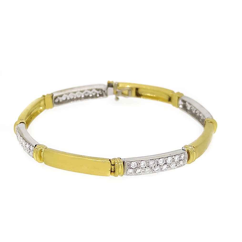 Bracelete - 18 K Ouro amarelo, Ouro branco -  1.12ct. tw. Diamante  (Natural) #1.1