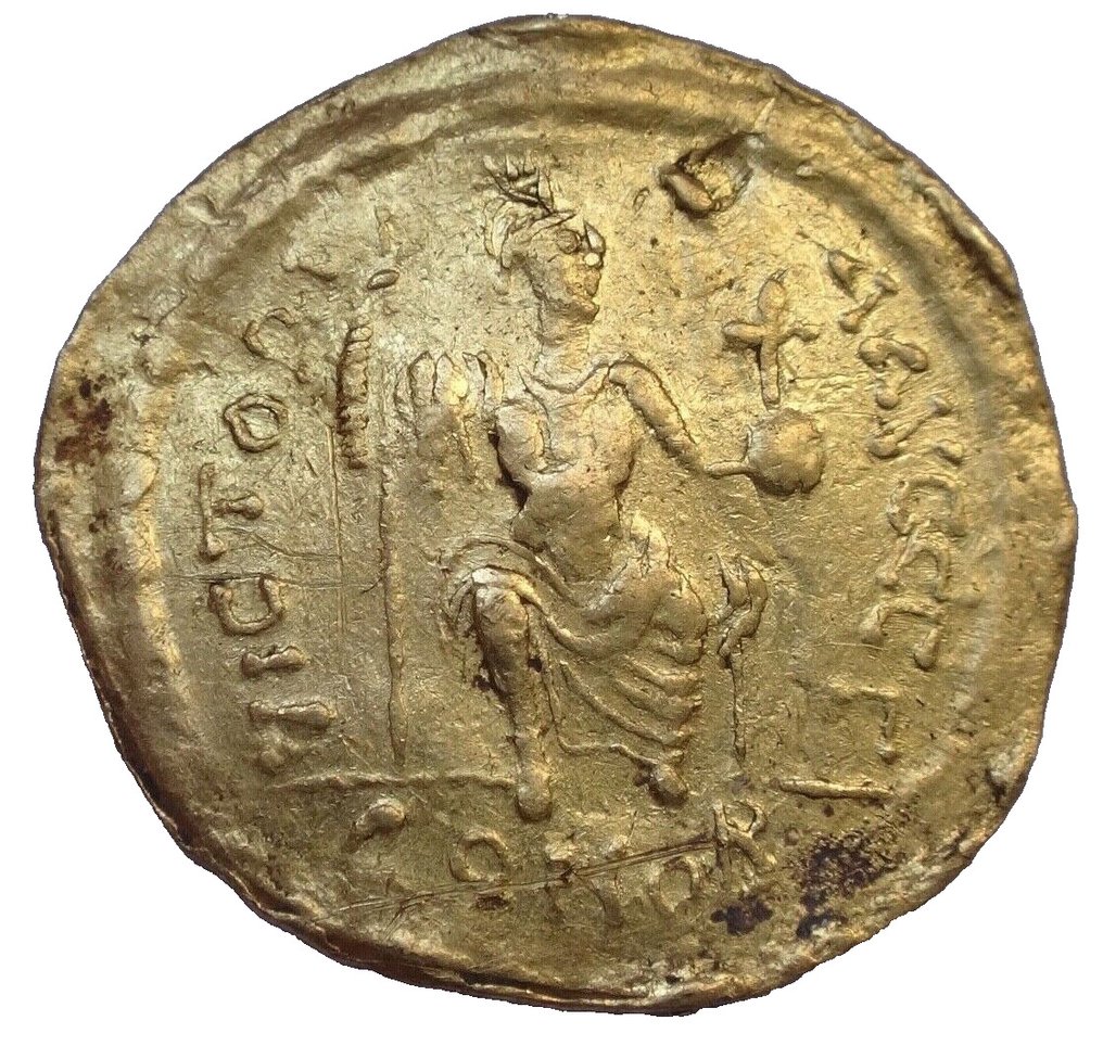 Det Byzantiske Rike. JUSTIN II (565-578). GOLD Solidus. Constantinople. Leight weight issue of 22 Siliquae.. Solidus #1.2