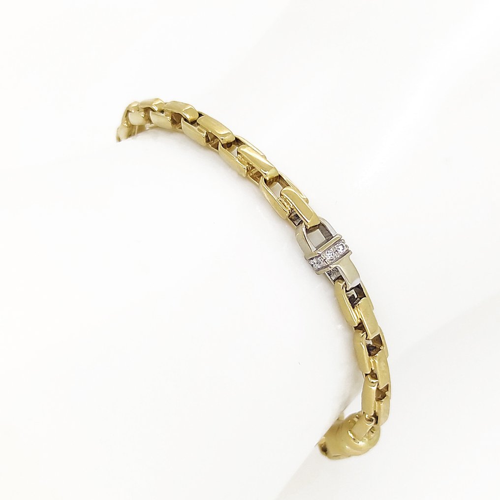 Armband - 18 kt Gult guld, Vittguld -  0.12 tw. Diamant  (Natural)  #2.1