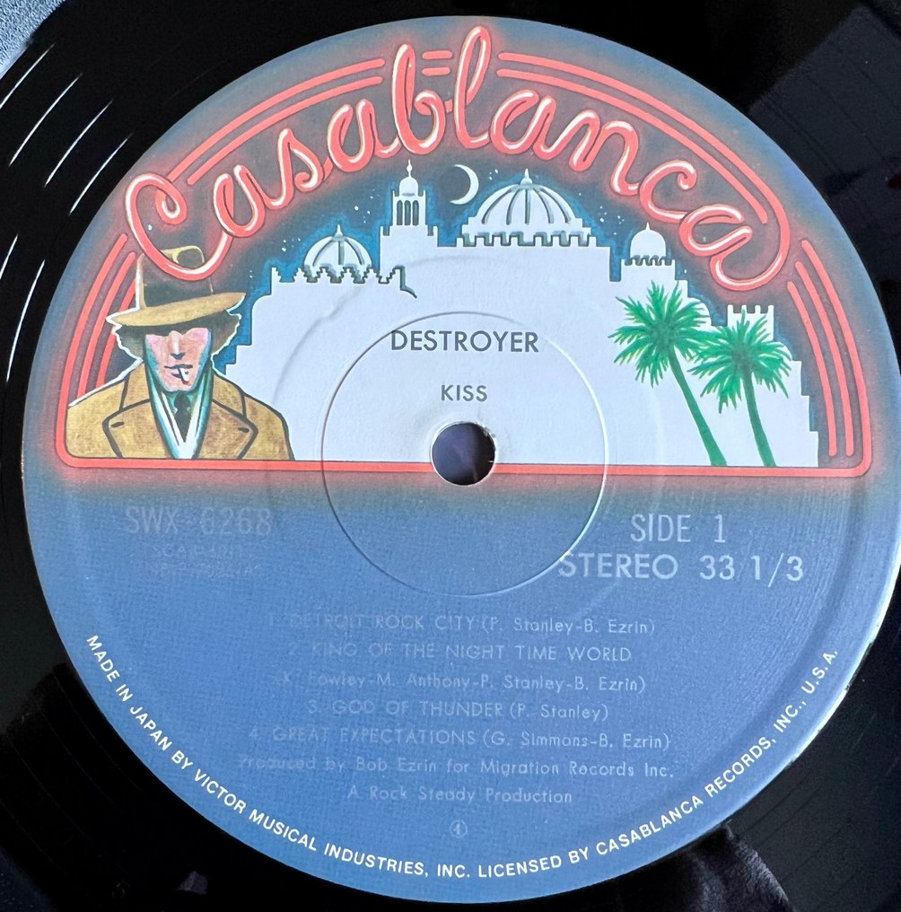 KISS - Destroyer - 1st JAPAN PRESS - Blue Bogart Label , very rare! - LP - 日式唱碟, 第一批 模壓雷射唱片 - 1976 #3.1