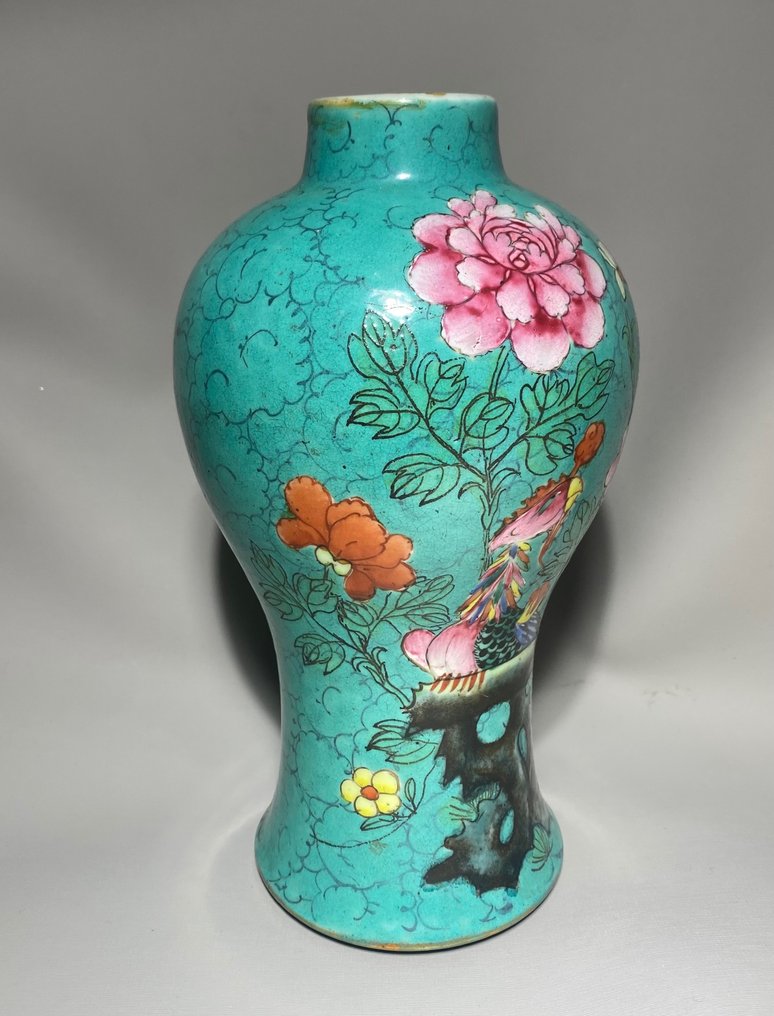 Vase à décors de Phoenix sur fond vert - Porcelaine - Chine - Jiaqing (1796-1820) #2.1