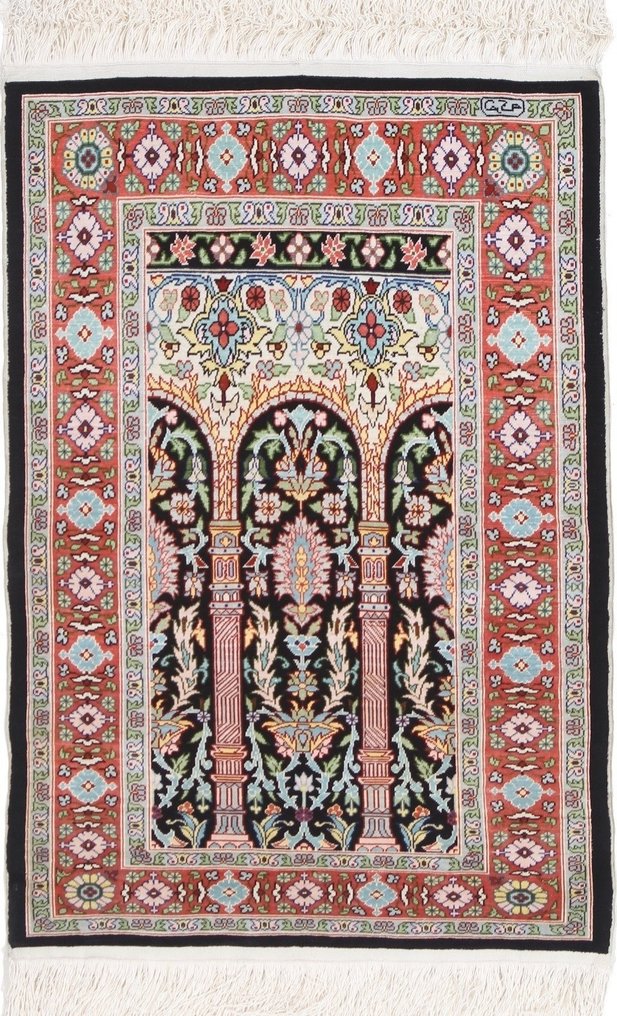 Silk Hereke Signed Carpet with Mehrab Design - Lux pur ~1 milioane. Noduri/m² - Carpetă - 75 cm - 52 cm #1.1