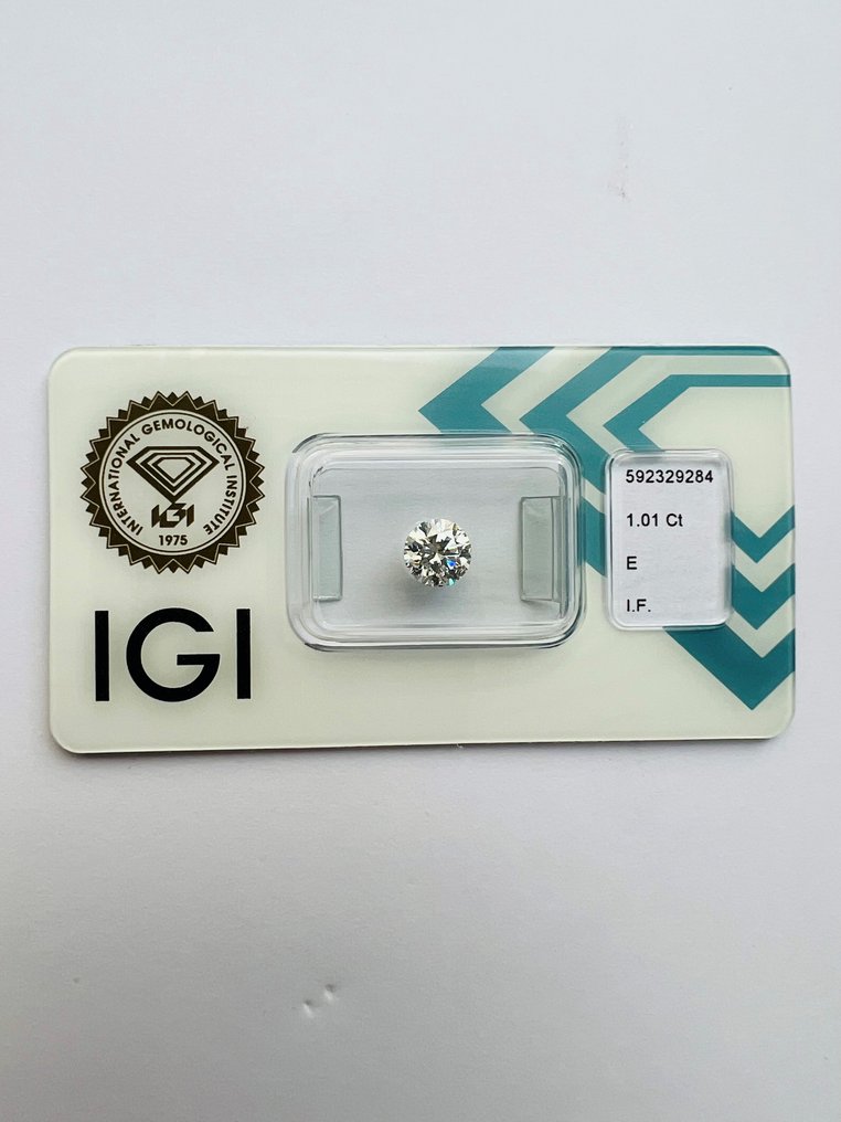 1 pcs 鑽石  (天然)  - 1.01 ct - E(近乎完全無色) - IF - 國際寶石學院（International Gemological Institute (IGI)） - 前 前 前 #1.1