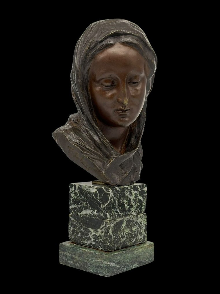 Ferdinando De Luca (XIX-XX) - Sculpture, "Madonna" - 25 cm - Patinated bronze #2.1
