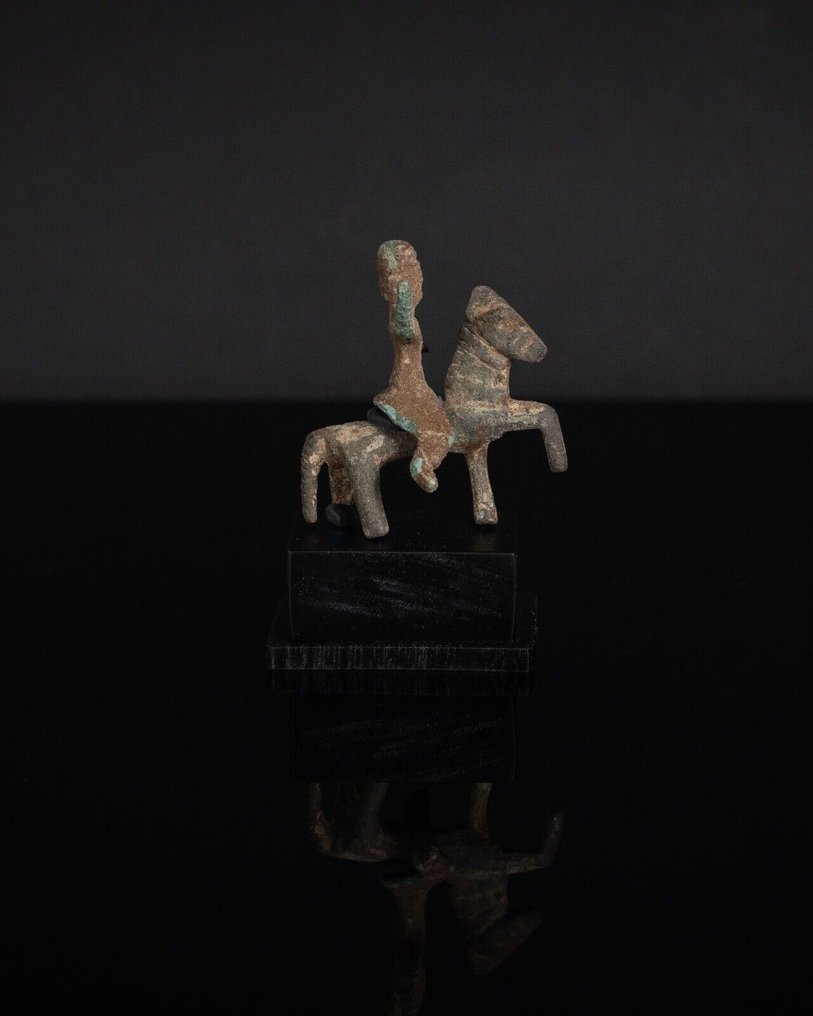 Figur - Romersk bronsestatue av thrakisk rytter, hest med rytter Romersk samling fra Sør-Europa #2.1
