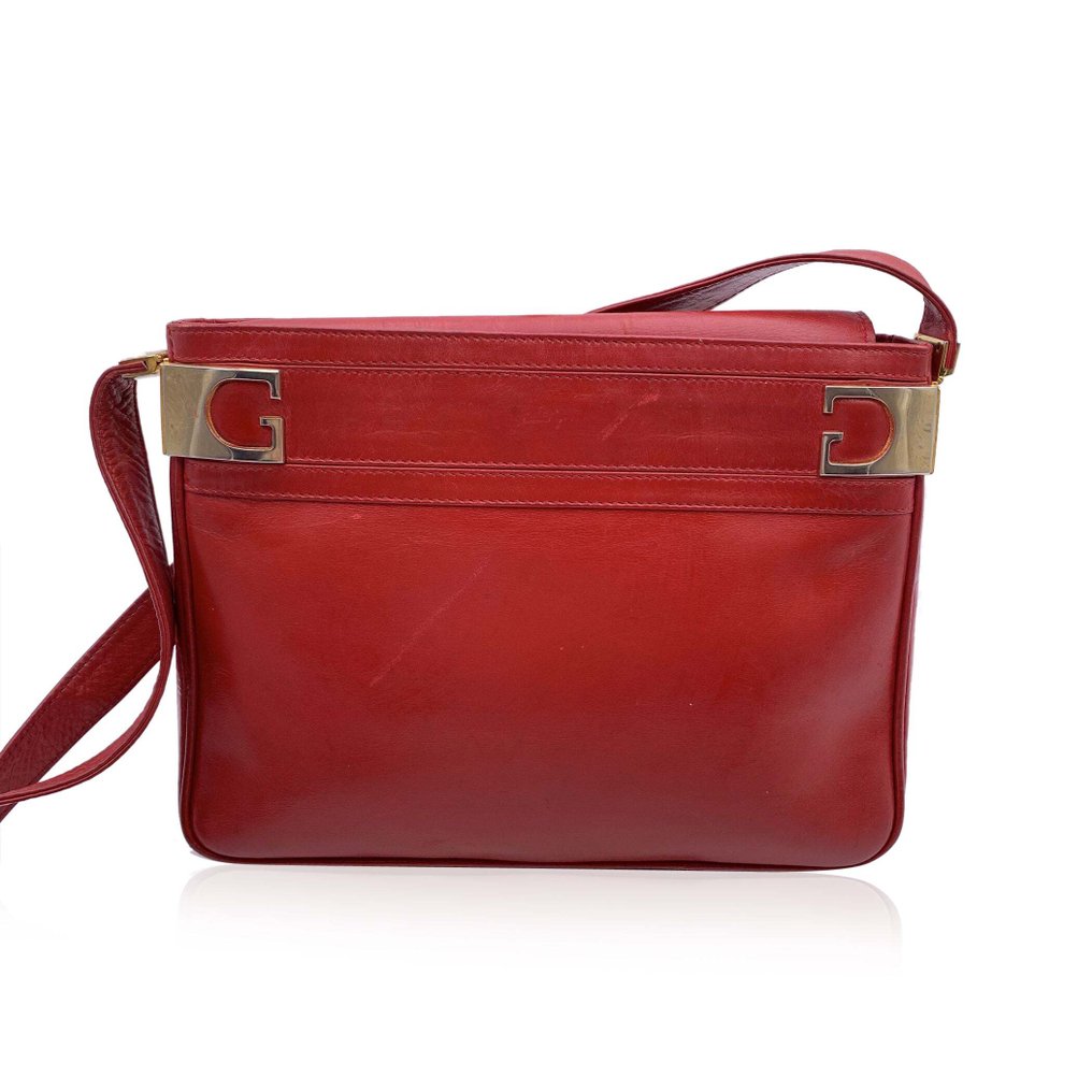 Gucci - Vintage Red Leather Rectangular Bucket - Sac en bandoulière #1.1
