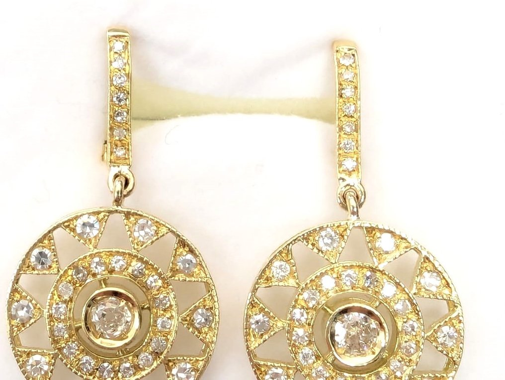 Boucles d'oreilles - 18 carats Or jaune Diamant  (Naturelle) - Diamant #2.2