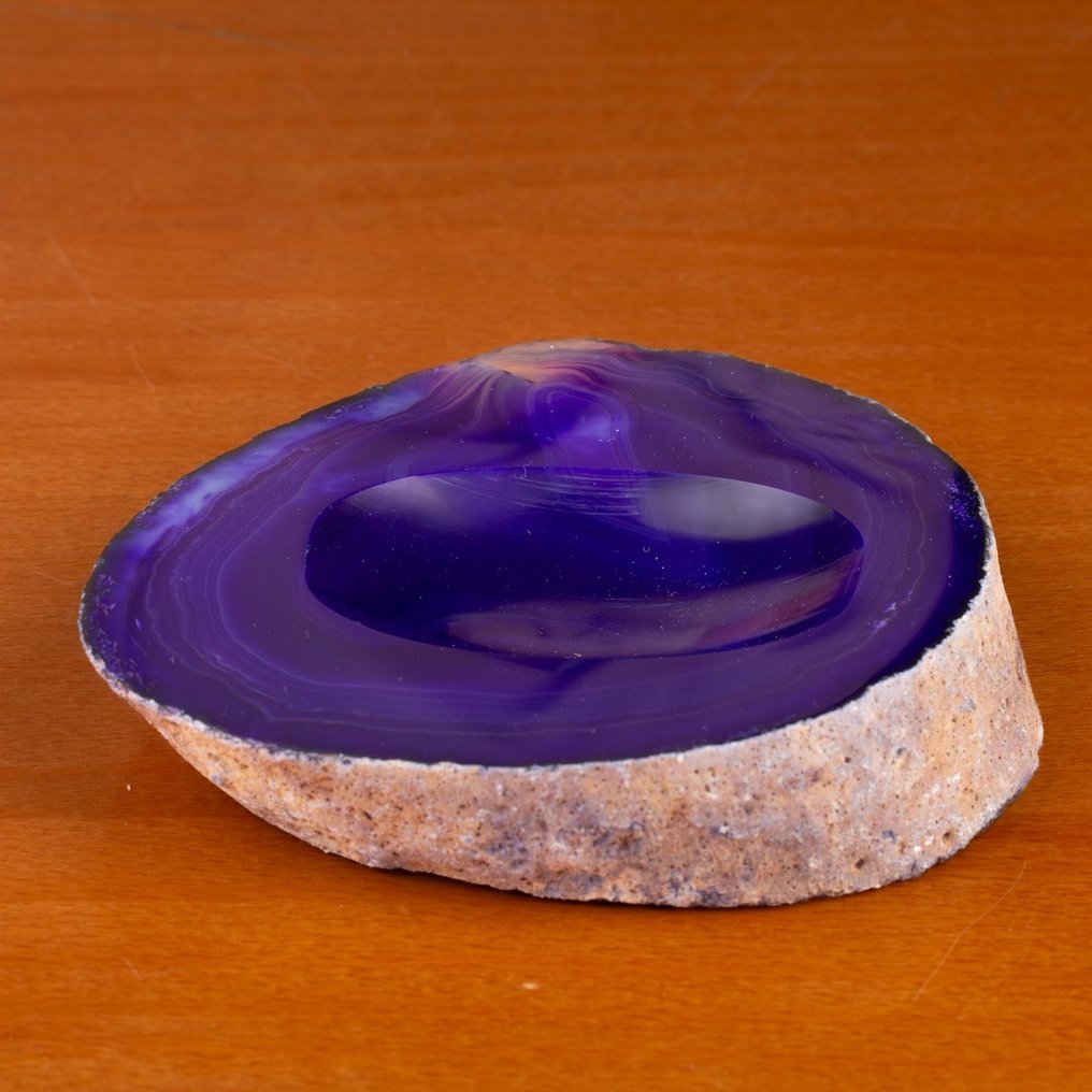 Natürliche Achat-Geode – Aschenbecher – lila gefärbt Achat-Geoden-Aschenbecher: Ein Hauch von Eleganz - Höhe: 150 mm - Breite: 135 mm- 982 g - (1) #1.2