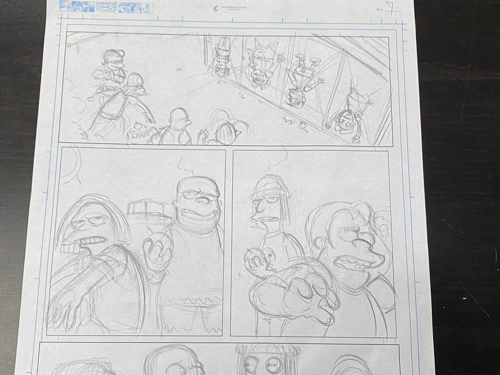 Matt Hebb - 1 Eredeti, kézzel rajzolt belső képregényoldal, kétoldalas - Simpsons Comics #232 - 2016 #2.2