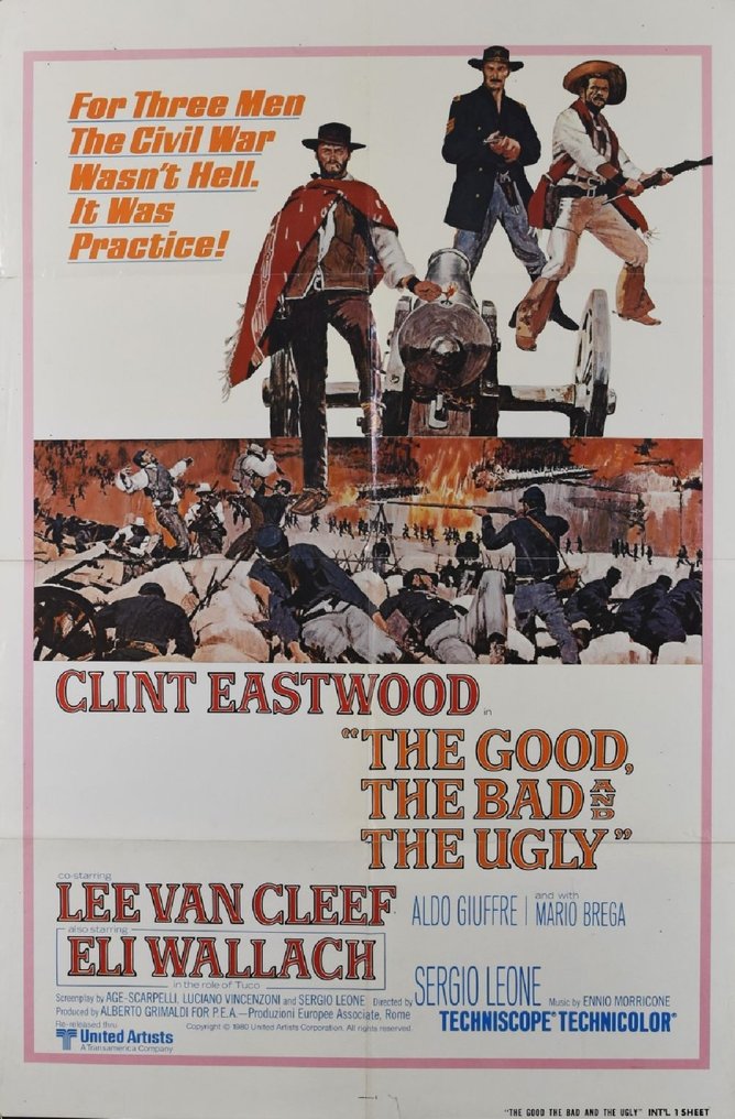 The Good, the Bad and the Ugly Sergio Leone Clint Eastwood Original US One Sheet Poster R/1980 #1.2