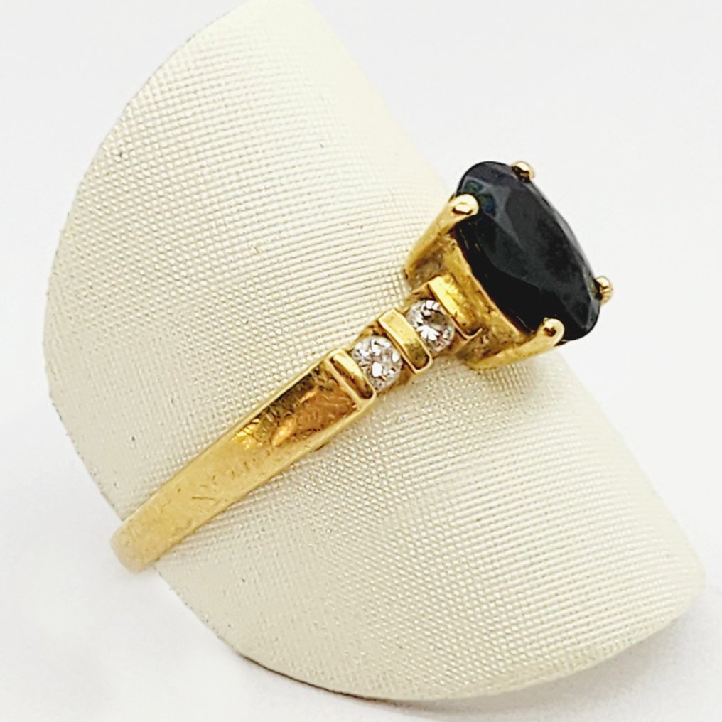 Gyűrű - 18 kt. Sárga arany Zafír - Gyémánt  #1.2