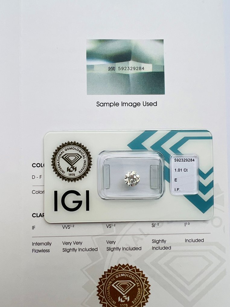1 pcs 鑽石  (天然)  - 1.01 ct - E(近乎完全無色) - IF - 國際寶石學院（International Gemological Institute (IGI)） - 前 前 前 #2.1
