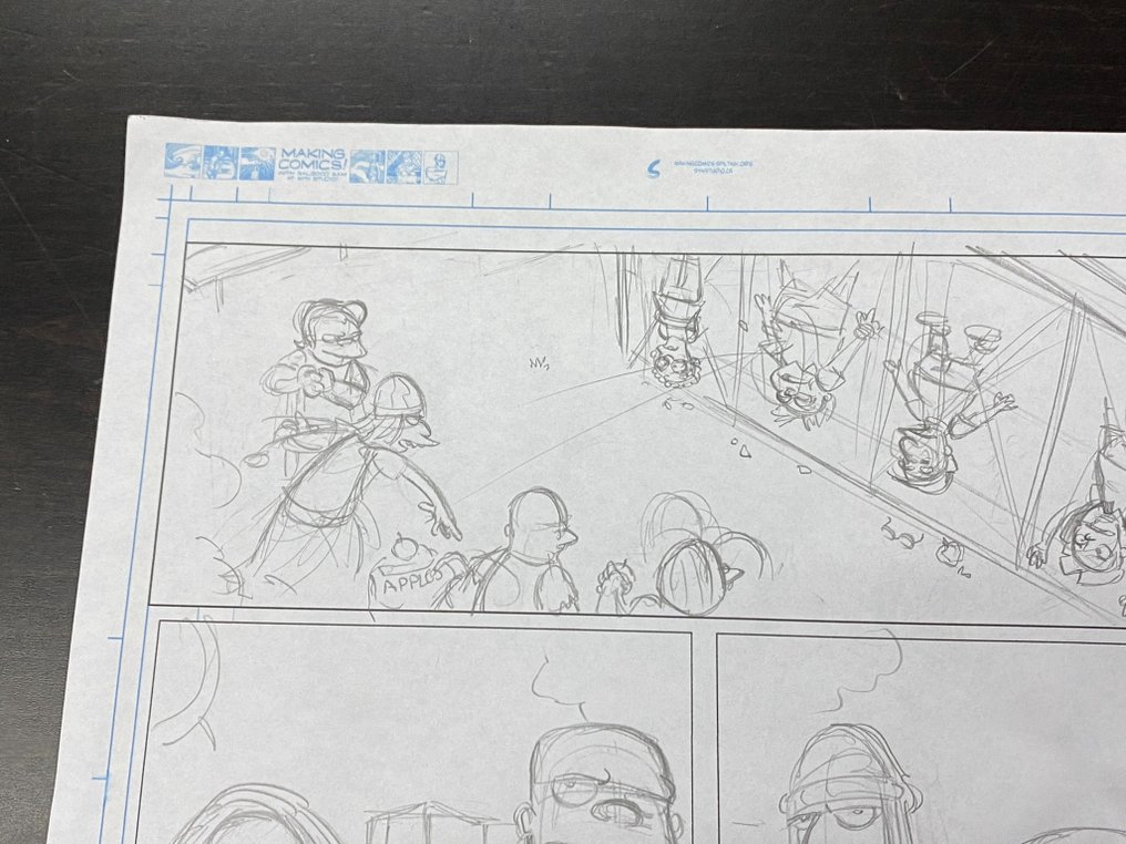 Matt Hebb - 1 Eredeti, kézzel rajzolt belső képregényoldal, kétoldalas - Simpsons Comics #232 - 2016 #3.1