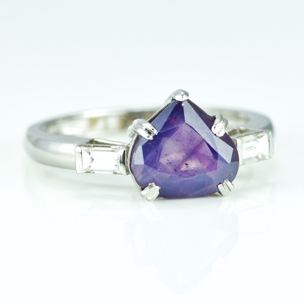 Ring Platinum -  2.81ct. tw. Sapphire - Diamond - 3Stone Kashmir sapp. ring #2.1
