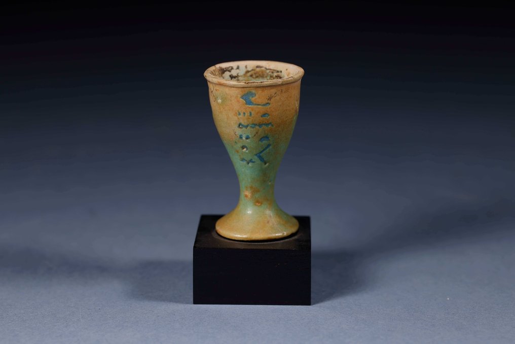 Ókori egyiptomi fajansz edény kenőcsökhöz - 6 cm #3.2